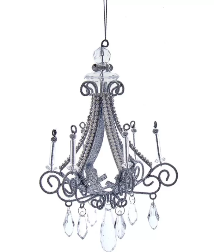 Boutique de Noël Divers*Ornament, Elegant Silver Chandelier, Measures 7 Inches