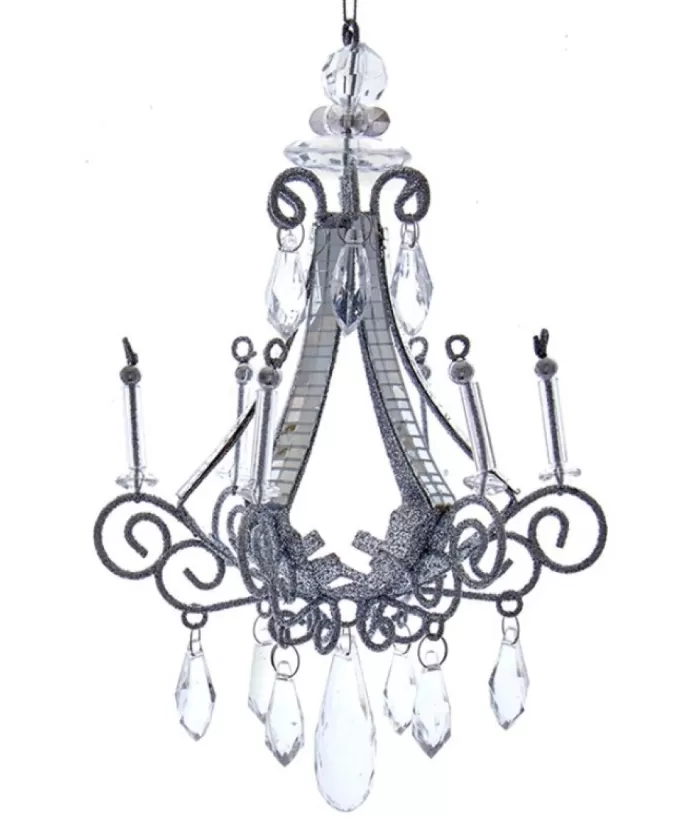 Boutique de Noël Ornament, Elegant Silver Chandelier, With Acrylic Crystals