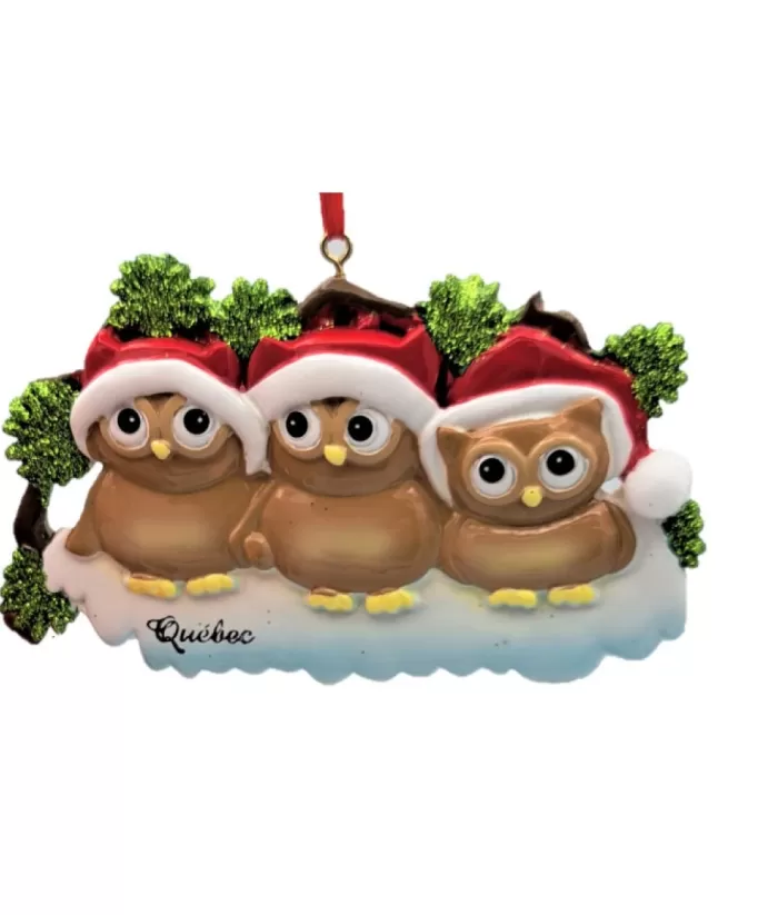 Boutique de Noël Ornament, Family Of 3 Owls