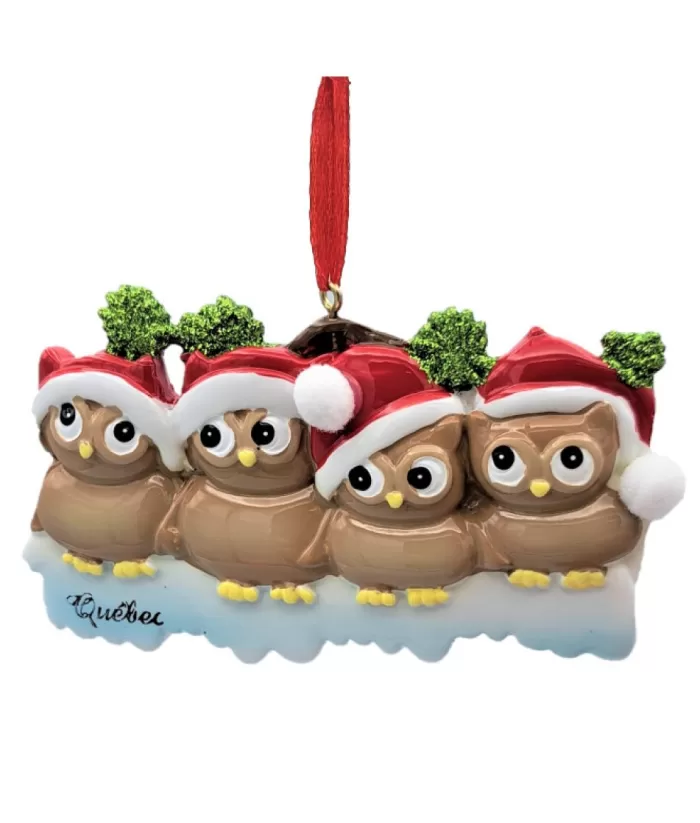 Boutique de Noël Ornament, Family Of 4 Owls