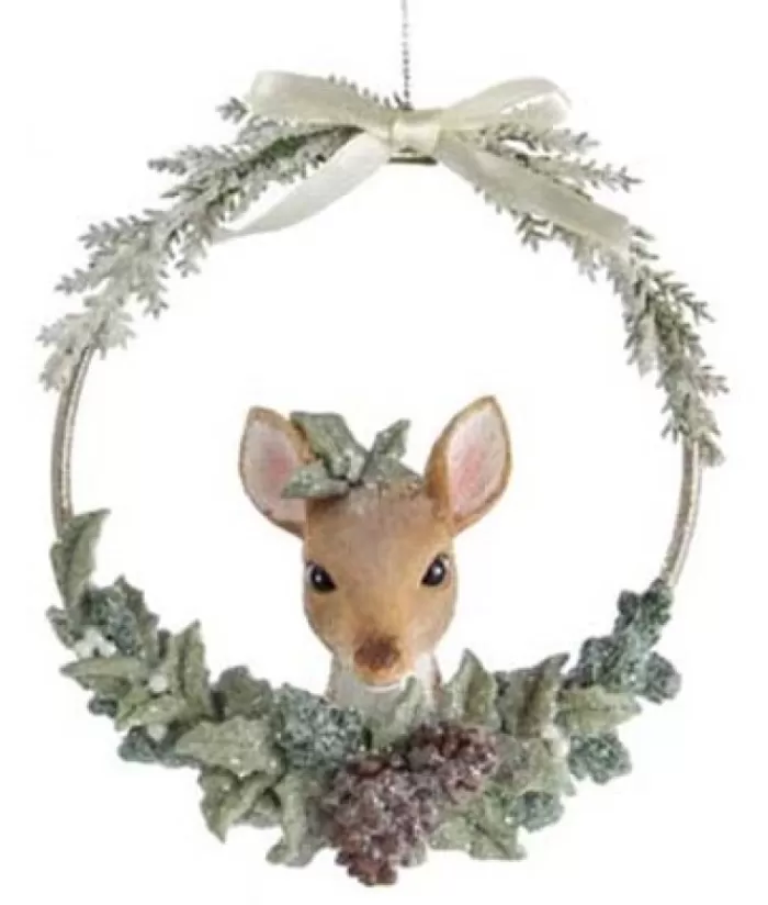 Boutique de Noël Sentiments*Ornament, Fawn In Wreath