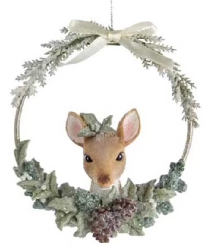 Boutique de Noël Ornament, Fawn In Wreath