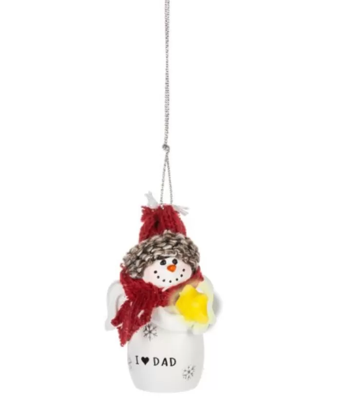 Boutique de Noël Ornament, Festive Snowman, With Message " I Love Dad"