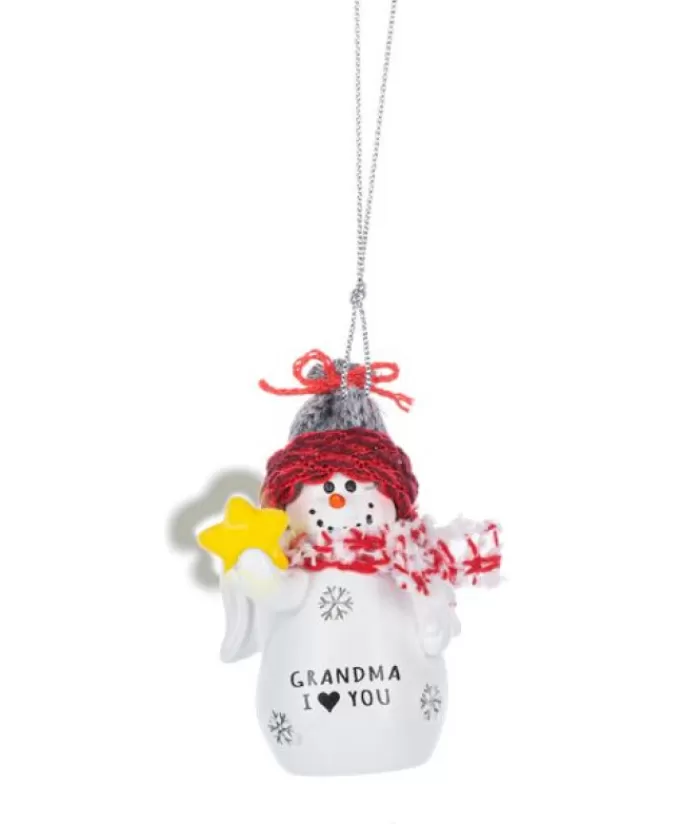 Boutique de Noël Sentiments*Ornament, Festive Snowman With Message "Grandma, I Love You"