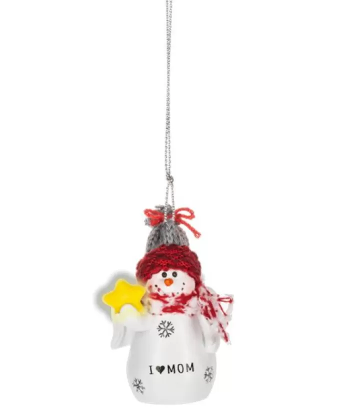 Boutique de Noël Famille & Amitiés*Ornament, Festive Snowman, With Message "I Love Mom"