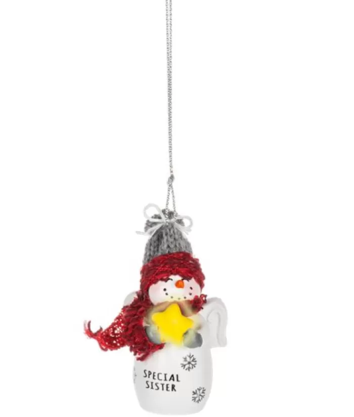 Boutique de Noël Sentiments*Ornament, Festive Snowman With Message "Special Sister"