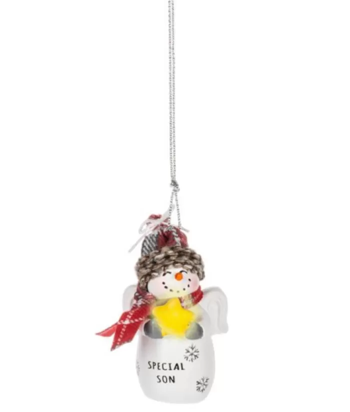 Boutique de Noël Ornament, Festive Snowman With Message "Special Son"