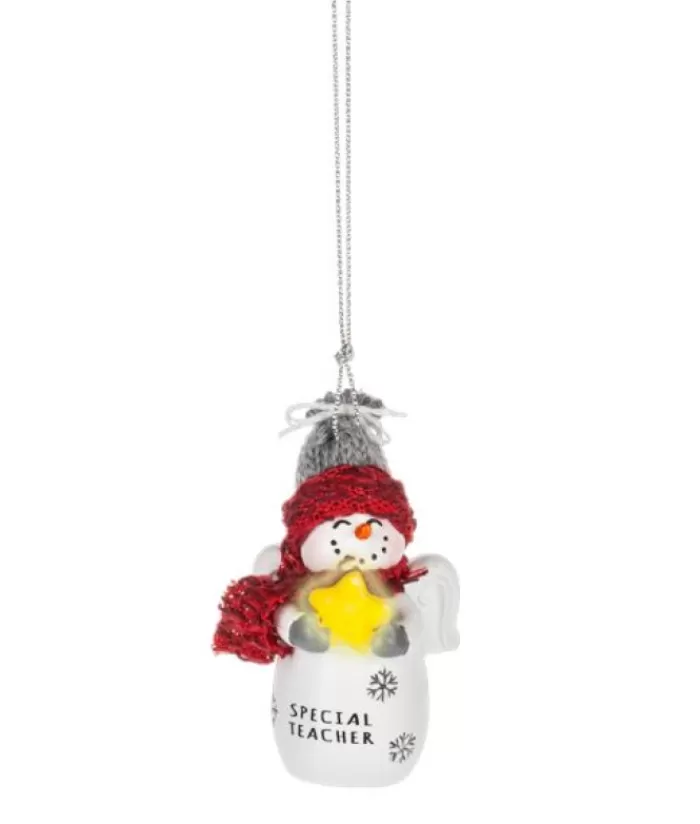 Boutique de Noël Famille & Amitiés*Ornament, Festive Snowman With Message "Special Teacher"