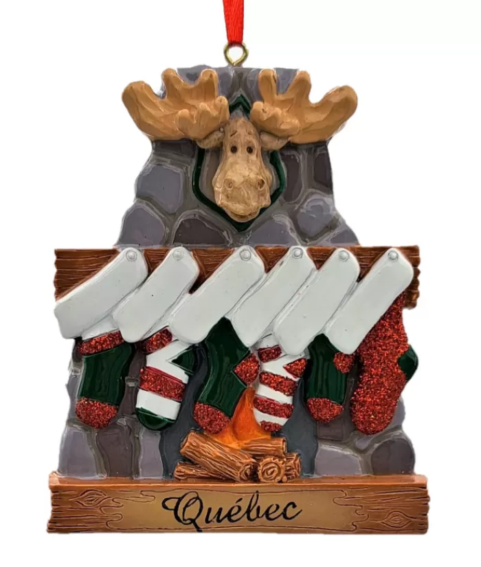 Boutique de Noël Animaux*Ornament, Fireplace With Moose Head And Xmas Stockings