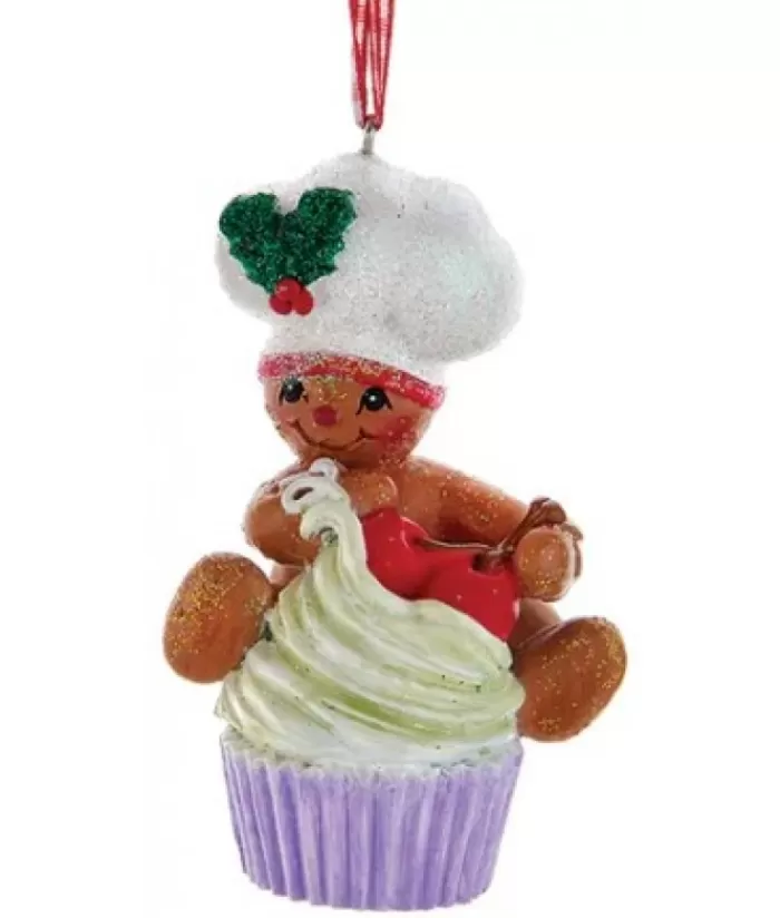 Boutique de Noël Nourriture & Breuvages*Ornament, Gingerbread Boy With Cupcake