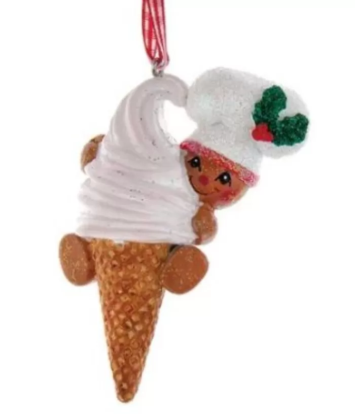 Boutique de Noël Nourriture & Breuvages*Ornament, Gingerbread Boy With Ice Cream Cone