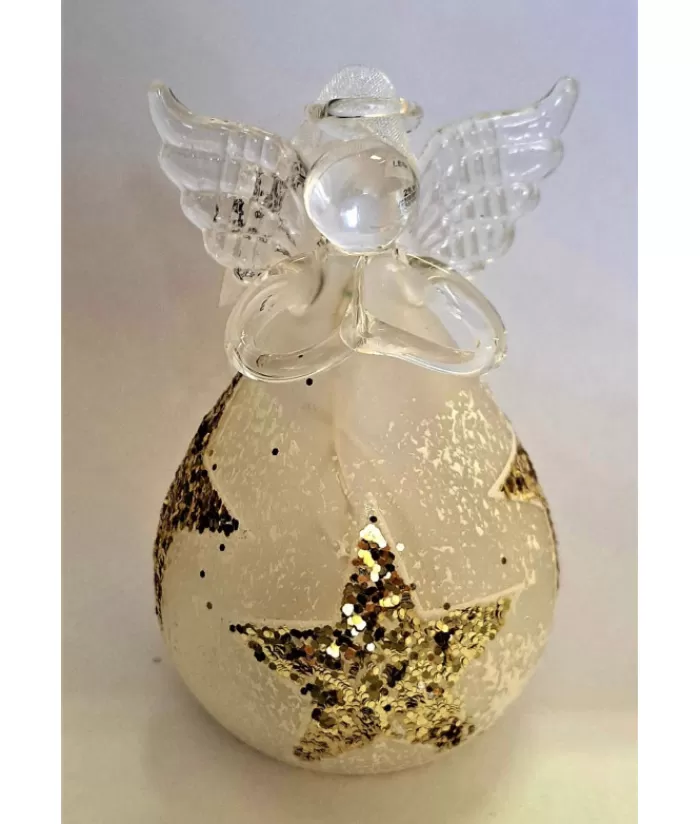 Boutique de Noël Anges & Père Noël*Ornament, Glass Angel With Golden Star Spangling