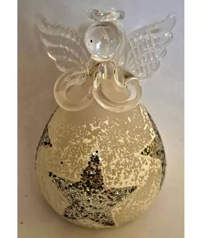 Boutique de Noël Anges & Père Noël*Ornament, Glass Angel With Silver Star Spangling