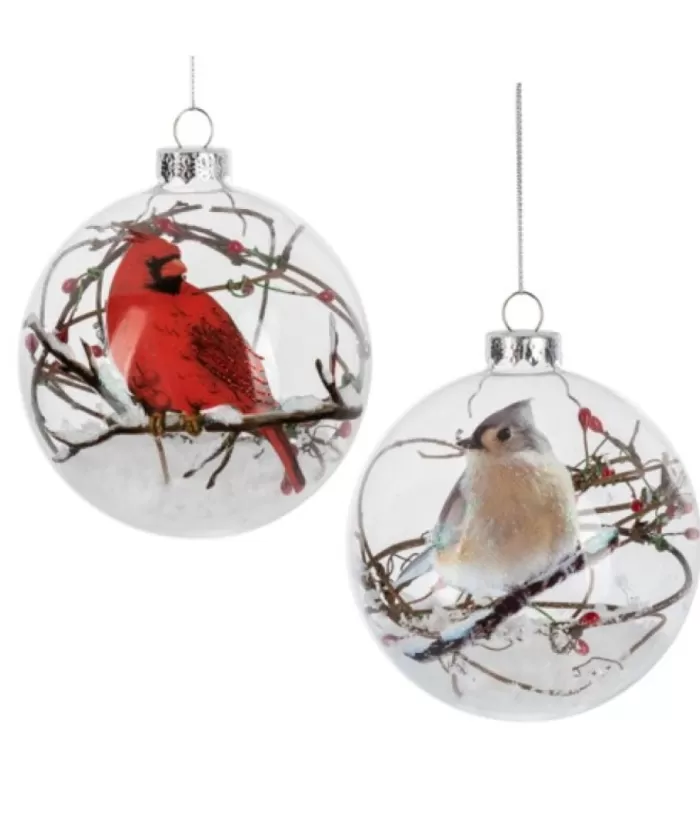 Boutique de Noël Ornament, Glass Ball, Cardinal On Branch Motif