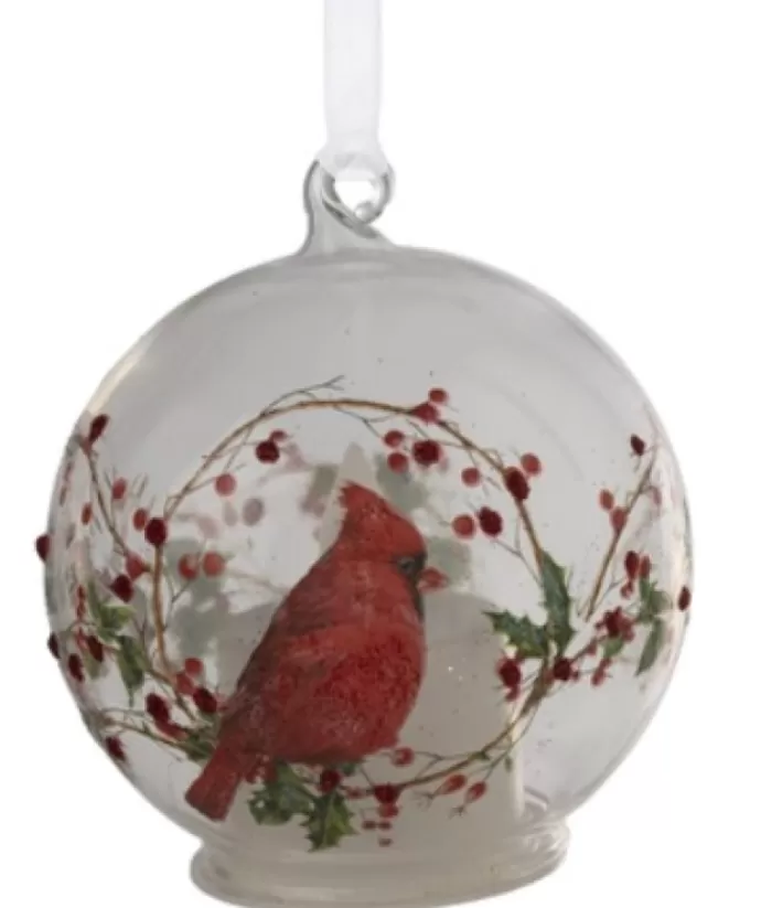 Boutique de Noël Ornament, Glass Ball, Cardinal With Led