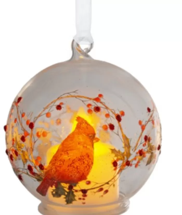 Boutique de Noël Animaux*Ornament, Glass Ball, Cardinal With Led