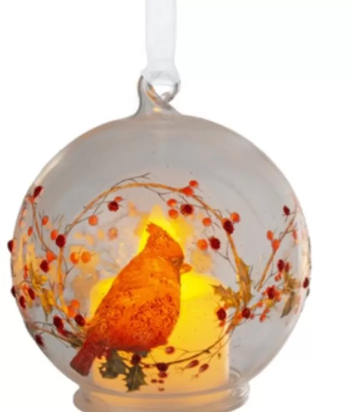 Boutique de Noël Ornament, Glass Ball, Cardinal With Led