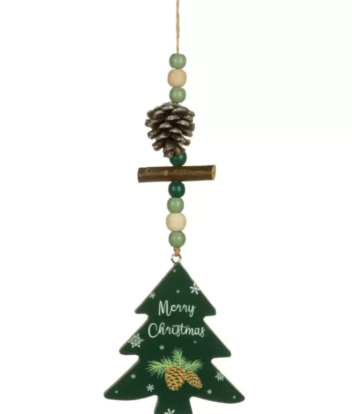 Boutique de Noël Sentiments*Ornament, Green Pine Tree Shape With Motif And Decoration