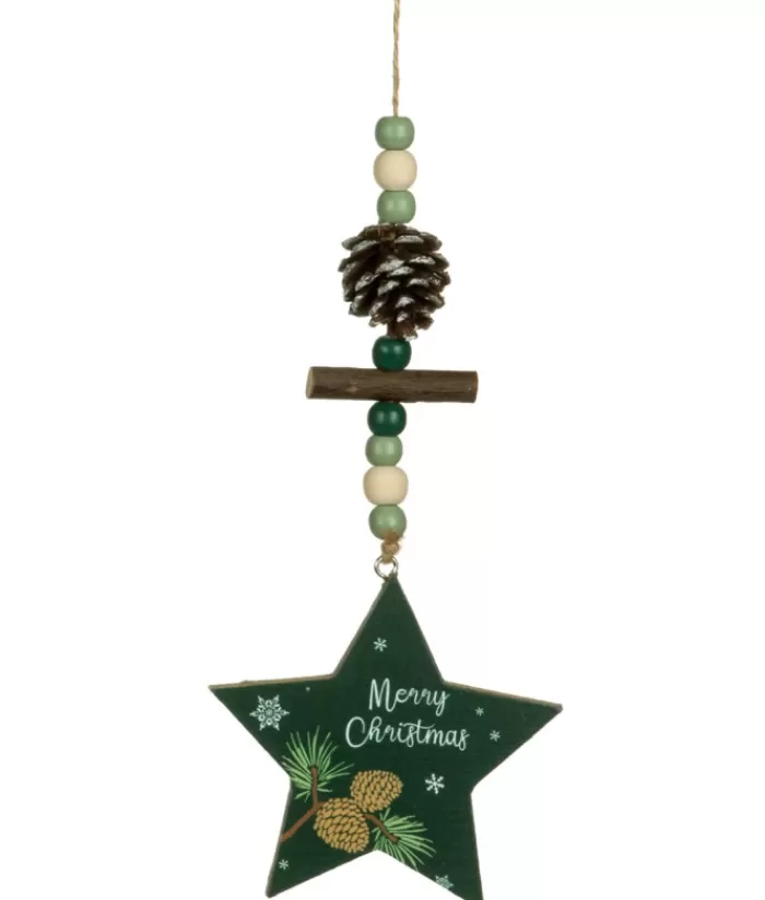 Boutique de Noël Sentiments*Ornament, Green Star Shape With Motif And Decoration