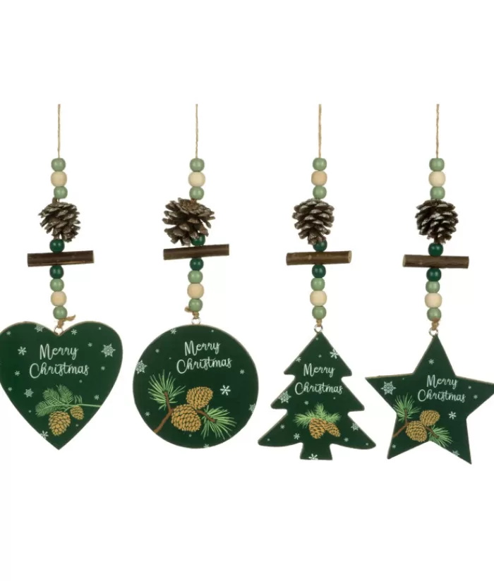 Boutique de Noël Sentiments*Ornament, Green Star Shape With Motif And Decoration