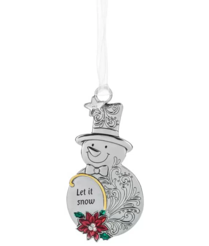 Boutique de Noël Famille & Amitiés*Ornament, In Pewter, With Message "Let It Snow"