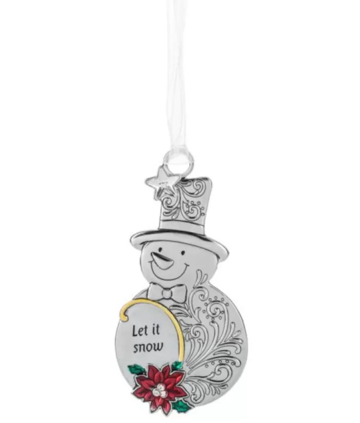 Boutique de Noël Ornament, In Pewter, With Message "Let It Snow"