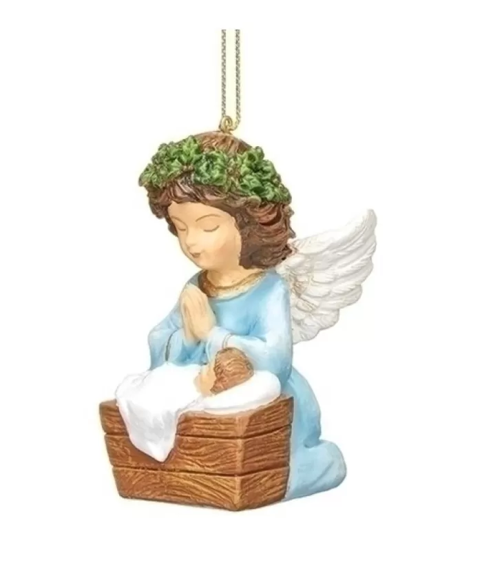 Boutique de Noël Ornament, Infant Jesus In Manger, With Angel