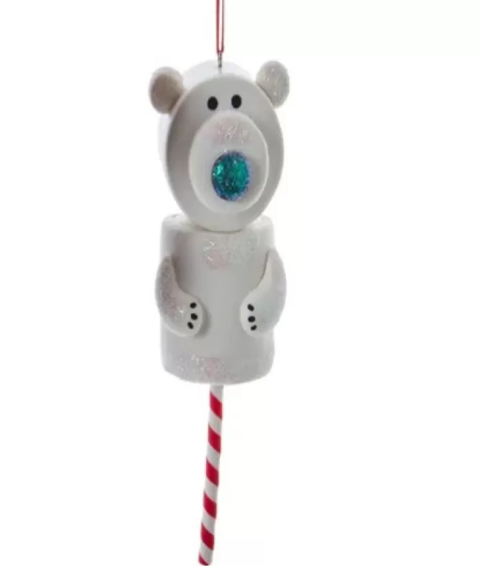 Boutique de Noël Pains D'épices & Bonbons*Ornament, Marshmallow Polar Bear On A Stick