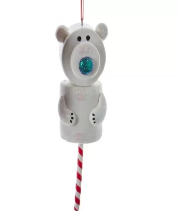 Boutique de Noël Ornament, Marshmallow Polar Bear On A Stick