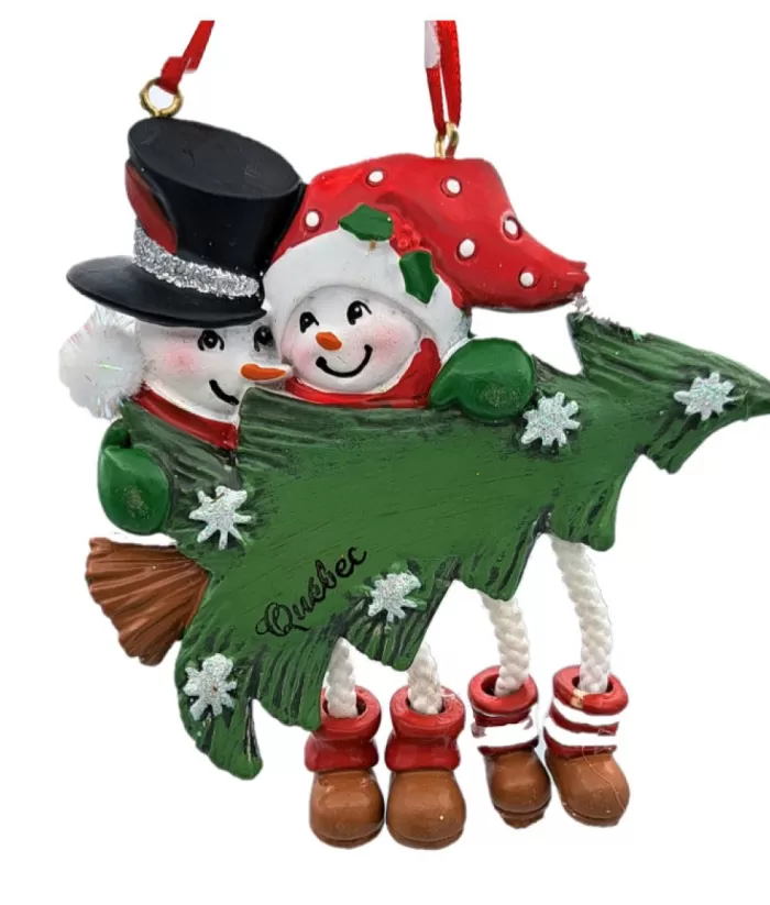 Boutique de Noël Ornament, Mr & Mrs Snowtree With Xmas Tree