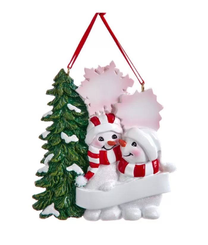 Boutique de Noël Ornament, Mr And Mrs Snowman, With Xmas Tree