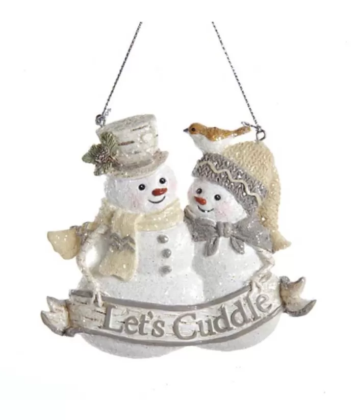 Boutique de Noël Ornament, Mr Snowman And Mrs Snowman, "Let'S Cuddle"