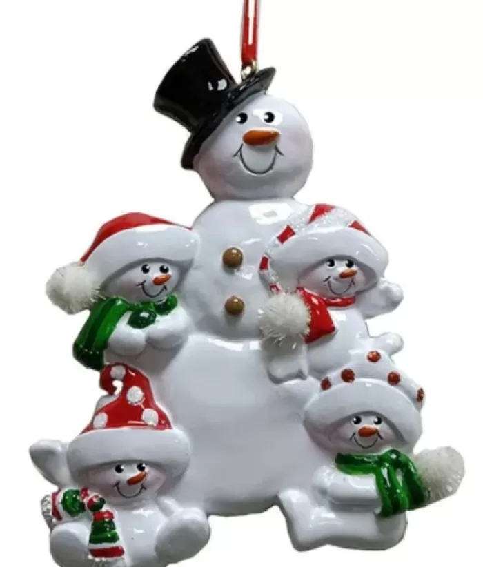 Boutique de Noël Ornament, Mr Snowman With His 3 Snow Kids