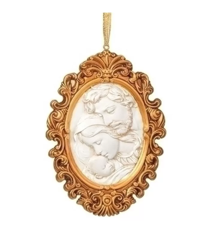 Boutique de Noël Famille & Amitiés*Ornament, Oval Cameo Style, With Holy Family