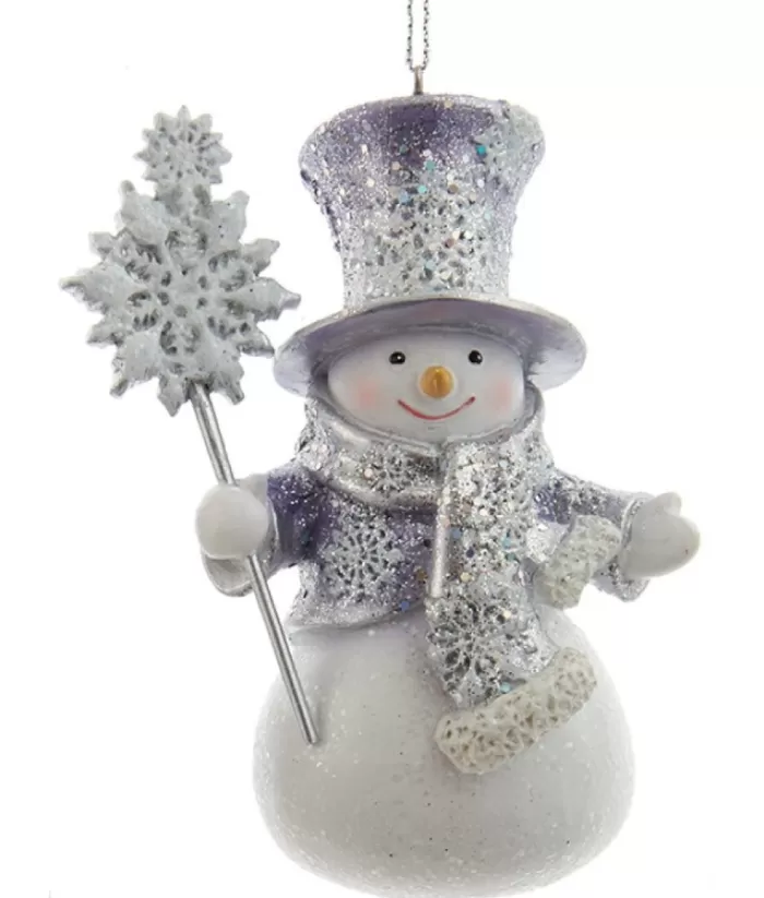 Boutique de Noël Ornament, Periwinkle Snowman, Glittered