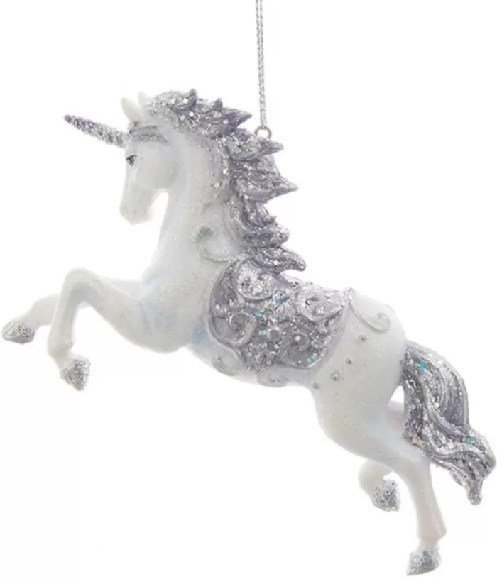 Boutique de Noël Ornament, Periwinkle Unicorn, Glittering