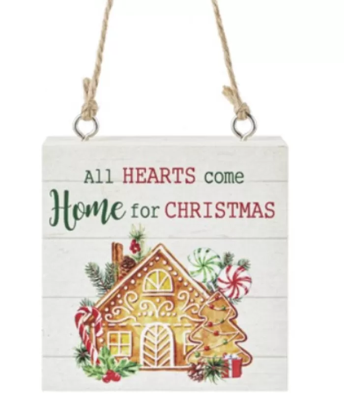 Boutique de Noël Sentiments*Ornament, Plaque With Message "All Hearts Come Home For Christmas"