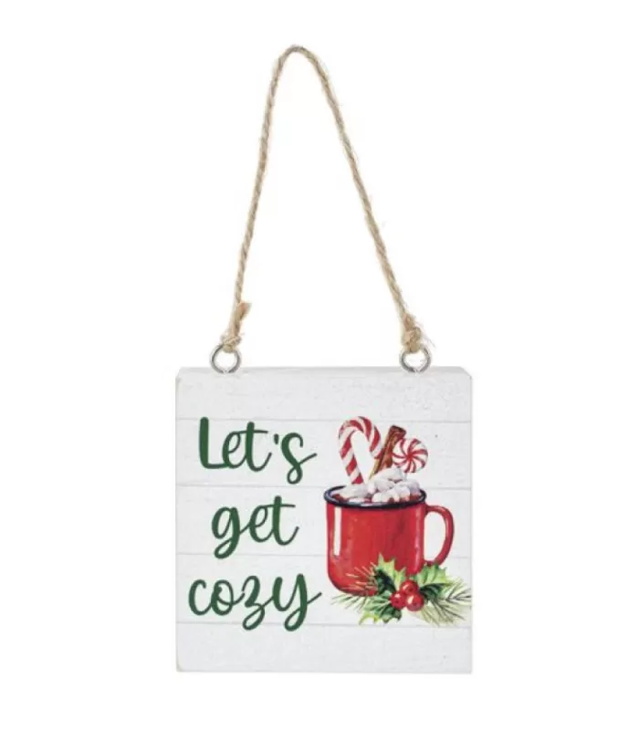 Boutique de Noël Ornament, Plaque With Message "Let'S Get Cozy"