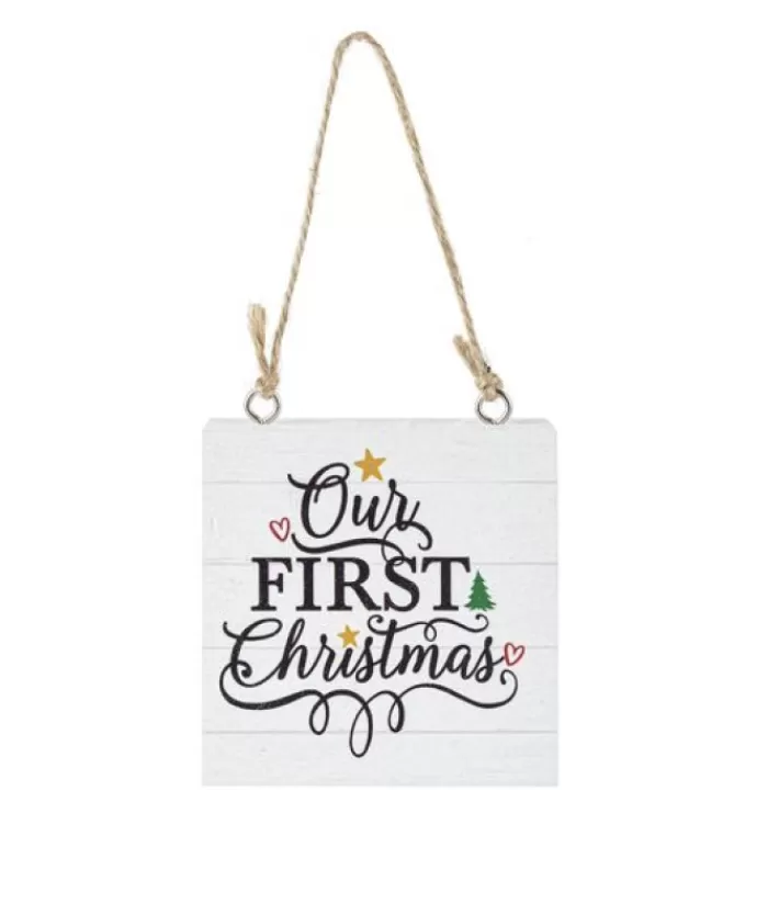 Boutique de Noël Sentiments*Ornament, Plaque, With Message "Our First Christmas"