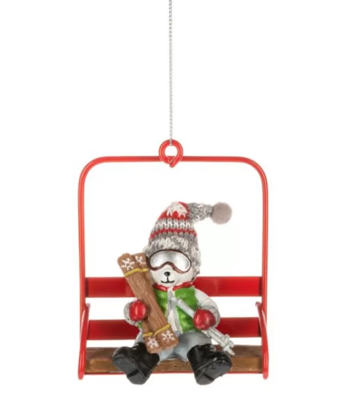 Boutique de Noël Sports*Ornament, Polar Bear On The Ski Chairlift