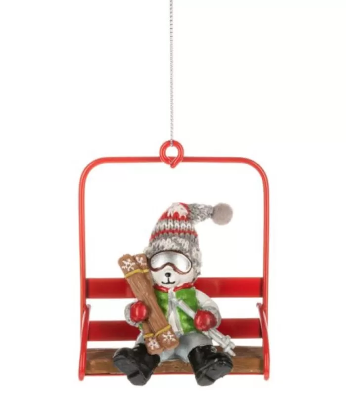 Boutique de Noël Ornament, Polar Bear On The Ski Chairlift