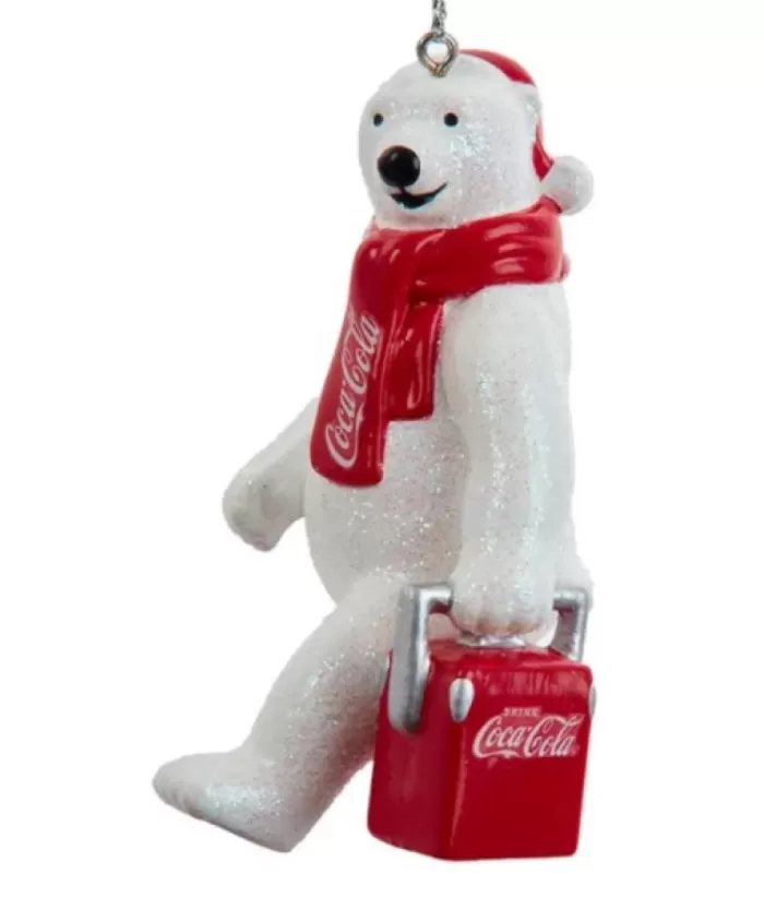 Boutique de Noël Ornament, Polar Bear With Coca Cola Cooler