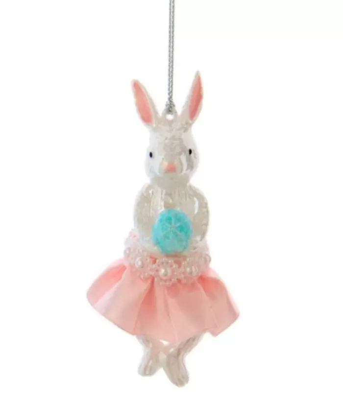 Boutique de Noël Ornament, Rabbit In Pink Fabric Tutu.