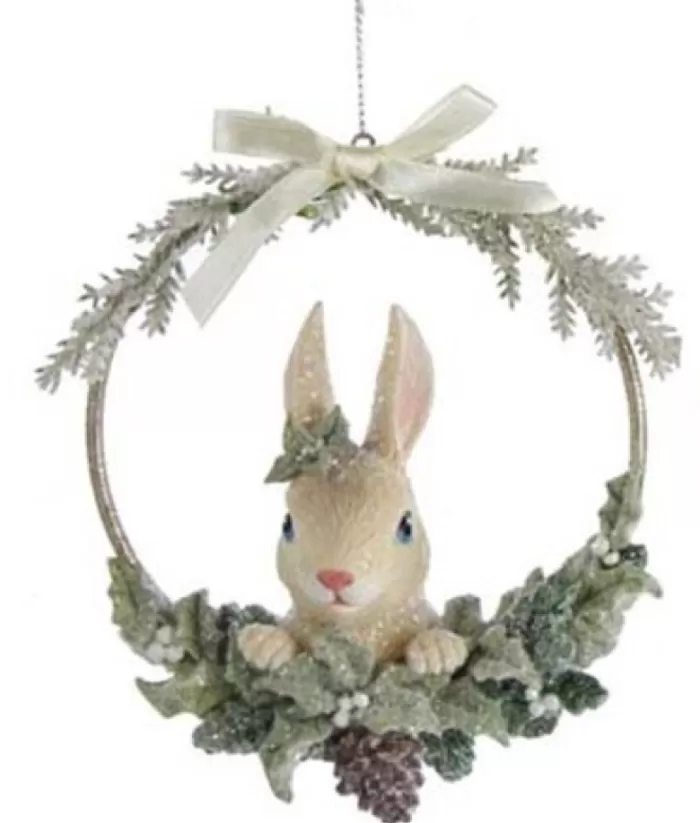 Boutique de Noël Ornament, Rabbit In Wreath