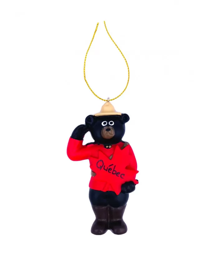 Boutique de Noël Loisirs & Professions*Ornament, Rcmp Black Bear Saluting With Maple Leaf And Québec