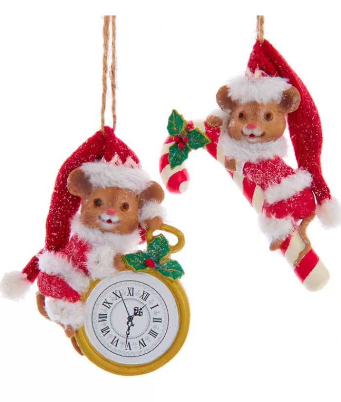 Boutique de Noël Animaux*Ornament, "Red Hat" Christmas Mouse With Pocket Watch