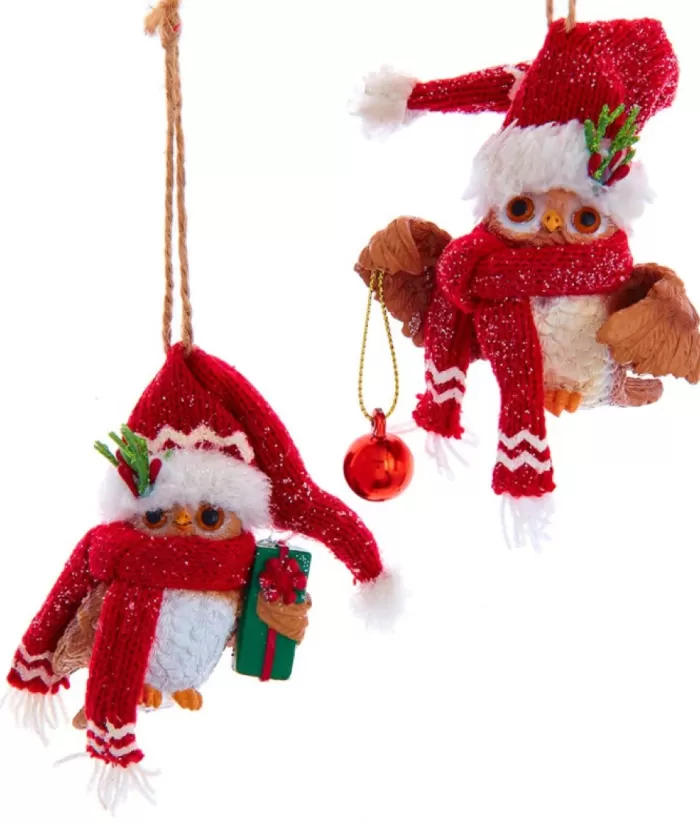 Boutique de Noël Ornament, "Red Hat" Christmas Owl With Ornament