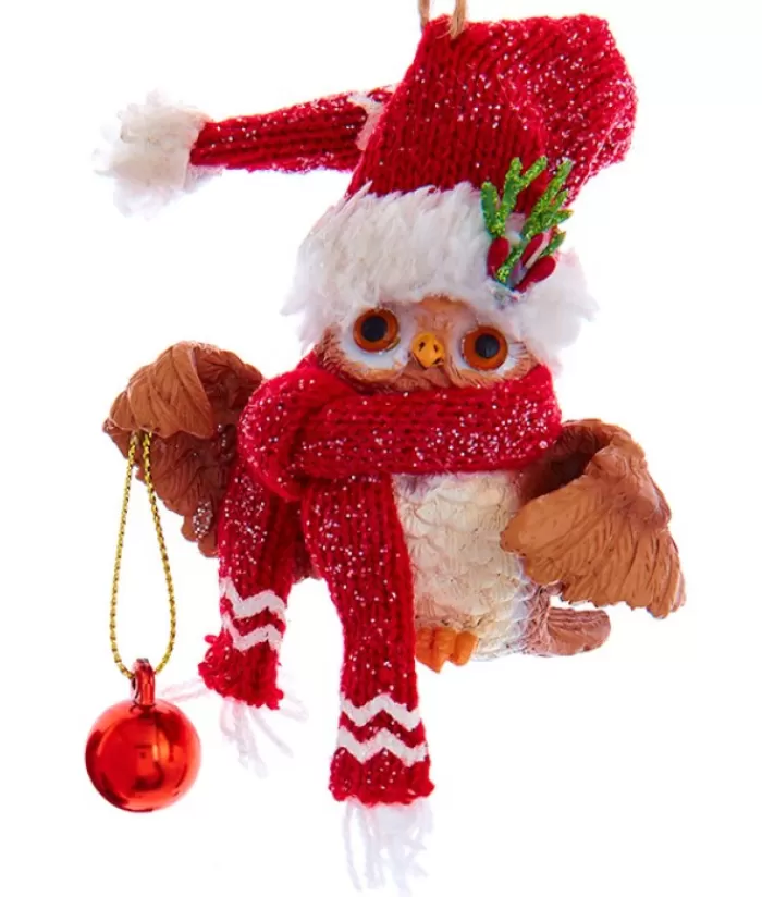 Boutique de Noël Animaux*Ornament, "Red Hat" Christmas Owl With Ornament