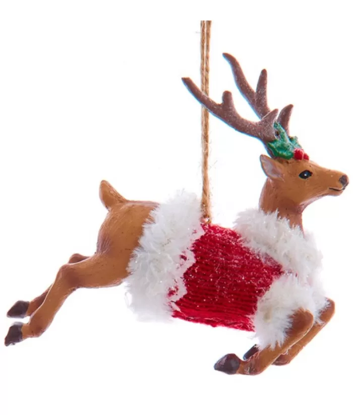 Boutique de Noël Ornament, "Red Hat" Leaping Reindeer