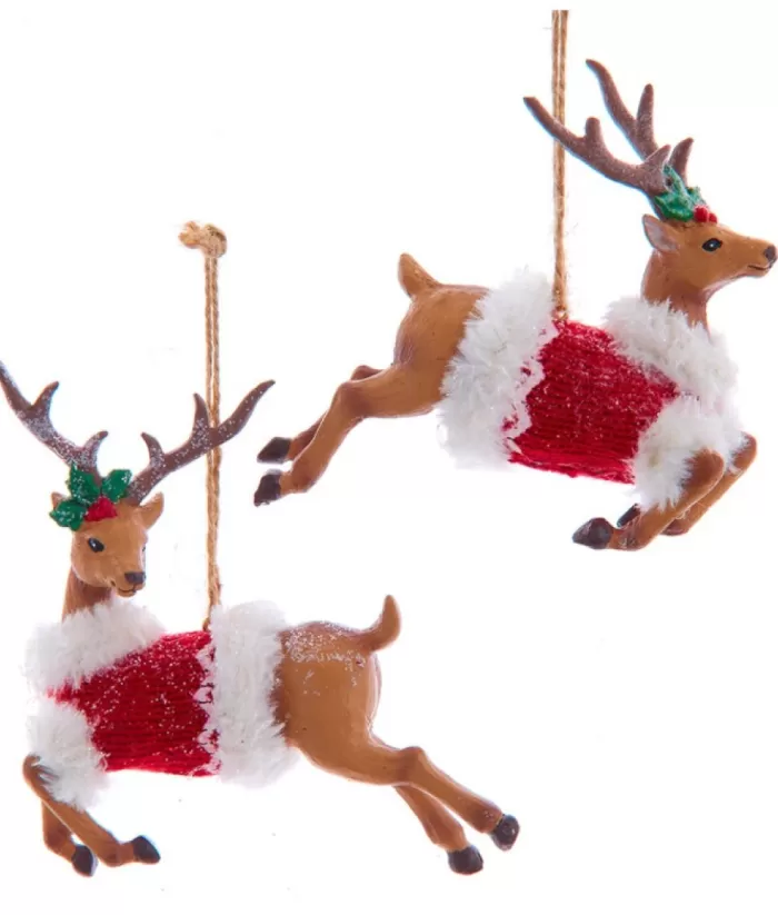 Boutique de Noël Ornament, "Red Hat" Leaping Reindeer